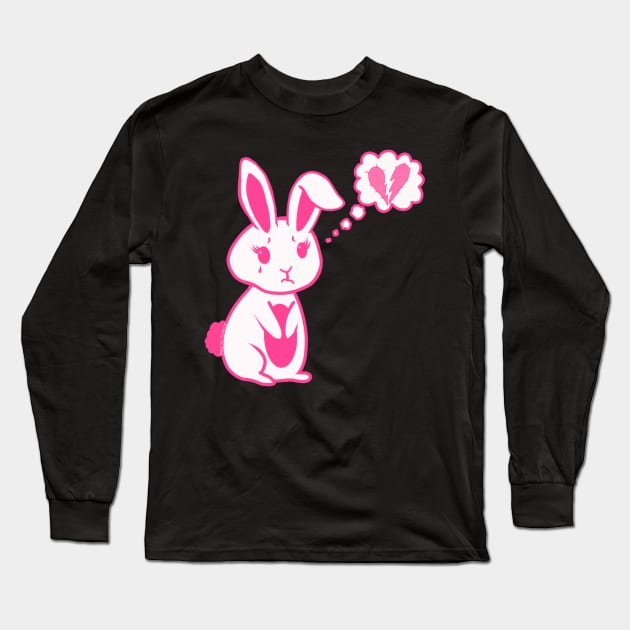 Broken Hearted Bunny Rabbit Long Sleeve T-Shirt by ROLLIE MC SCROLLIE